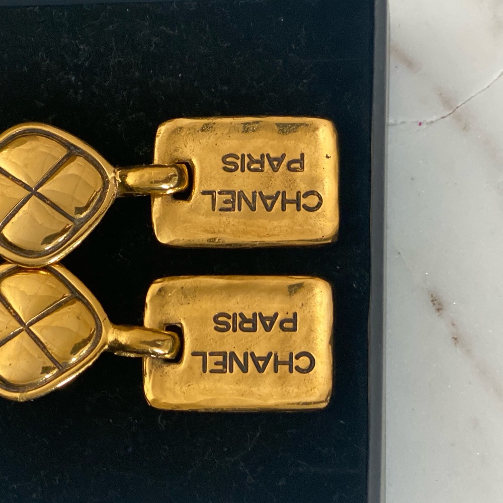 Chanel Gold Rectangular Cufflinks - image 2